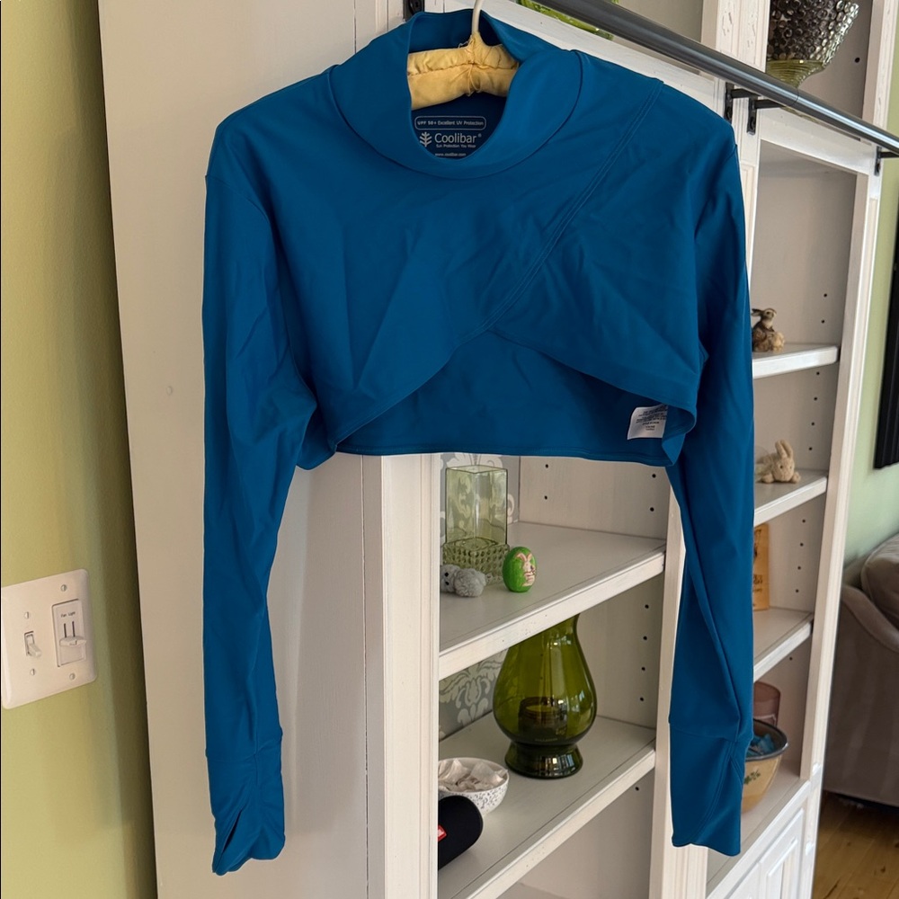 Coolibar Women's Long-Sleeve UPF 50+ Shrug Sun Top in Teal Blue